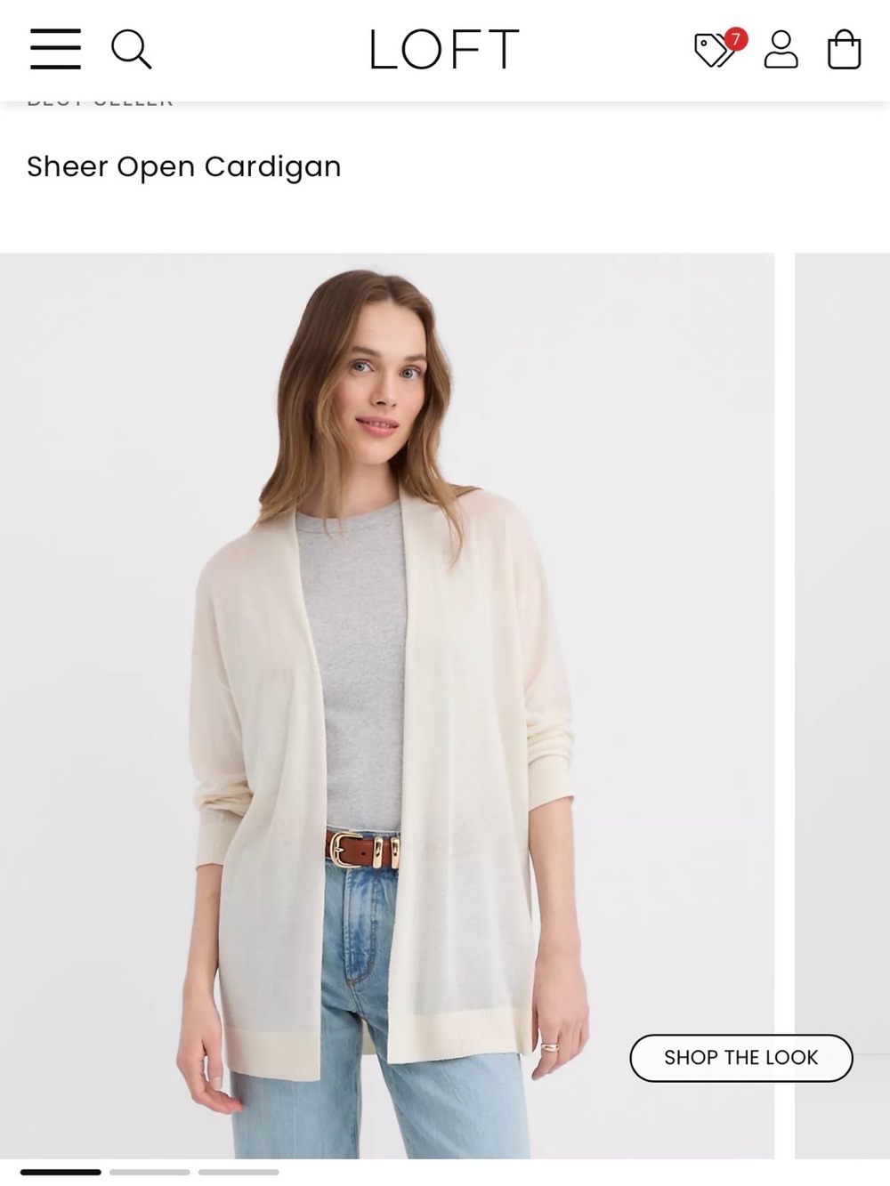 NWOT- LOFT Sheer Open Cardigan in Cream